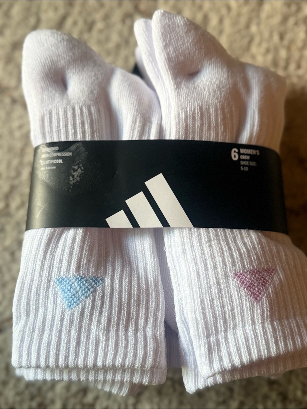 Adidas Women’s ClimaCool Cushioned Crew Socks 6 Pack Pastel Size 5–10 NWT